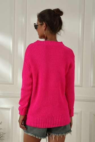 Bright Color Sweaters, Fluorescent V-neck Sweater, Trendy Ladies Sweater - available at Sparq Mart