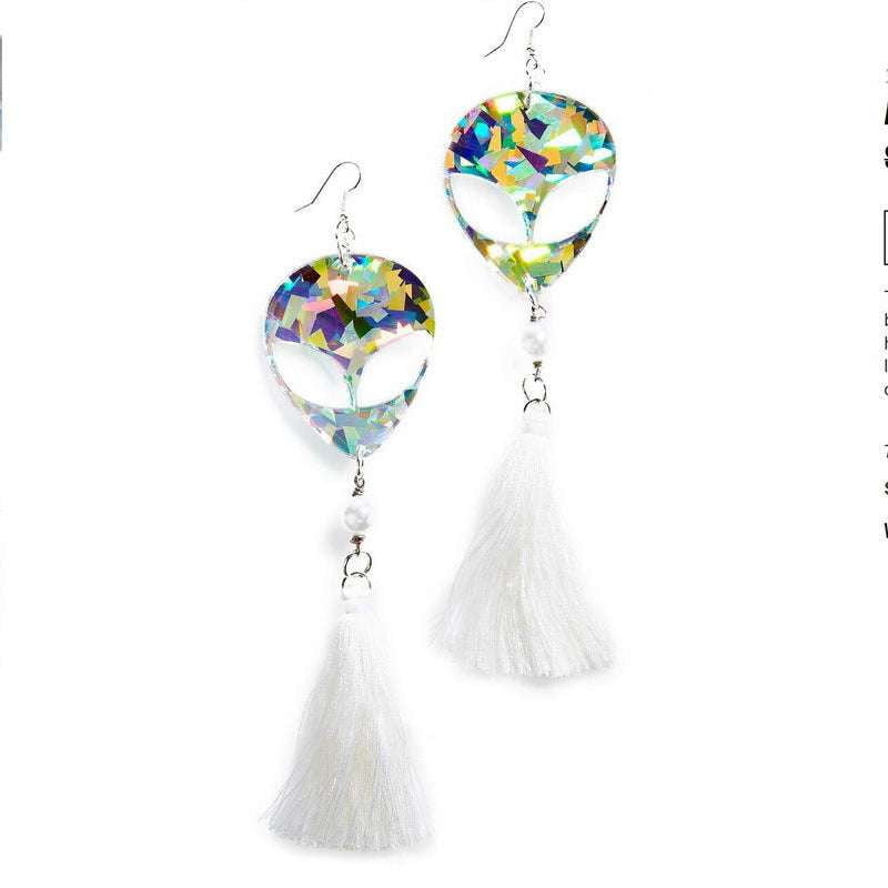 Alien Head Jewelry, Fringe Long Earrings, Futuristic Pearl Earrings - available at Sparq Mart