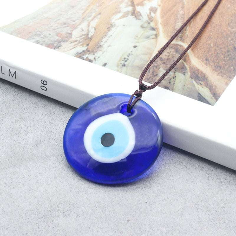 Blue Pendant Necklace, Eye Glass Charm, Glass Pendant Jewelry - available at Sparq Mart