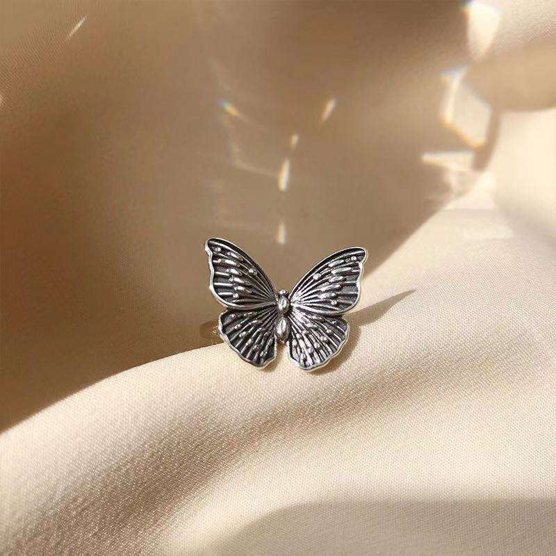 Butterfly Silver Ring, Retro Fashion Ring, Unique Accessory Gift - available at Sparq Mart