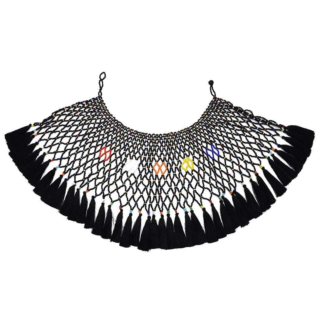 Colorful Shawl Necklace, Statement Fashion Jewelry, Trendy Rice Bead Necklace - available at Sparq Mart