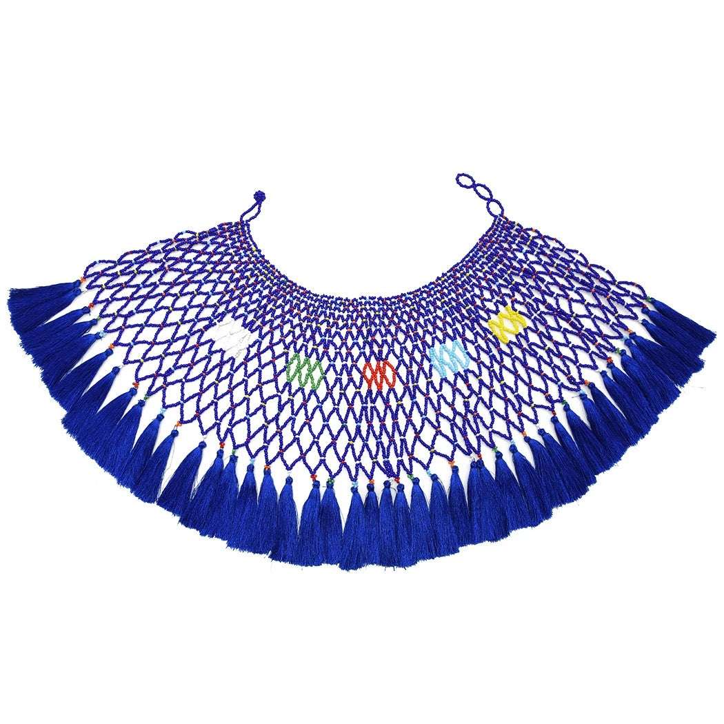 Colorful Shawl Necklace, Statement Fashion Jewelry, Trendy Rice Bead Necklace - available at Sparq Mart