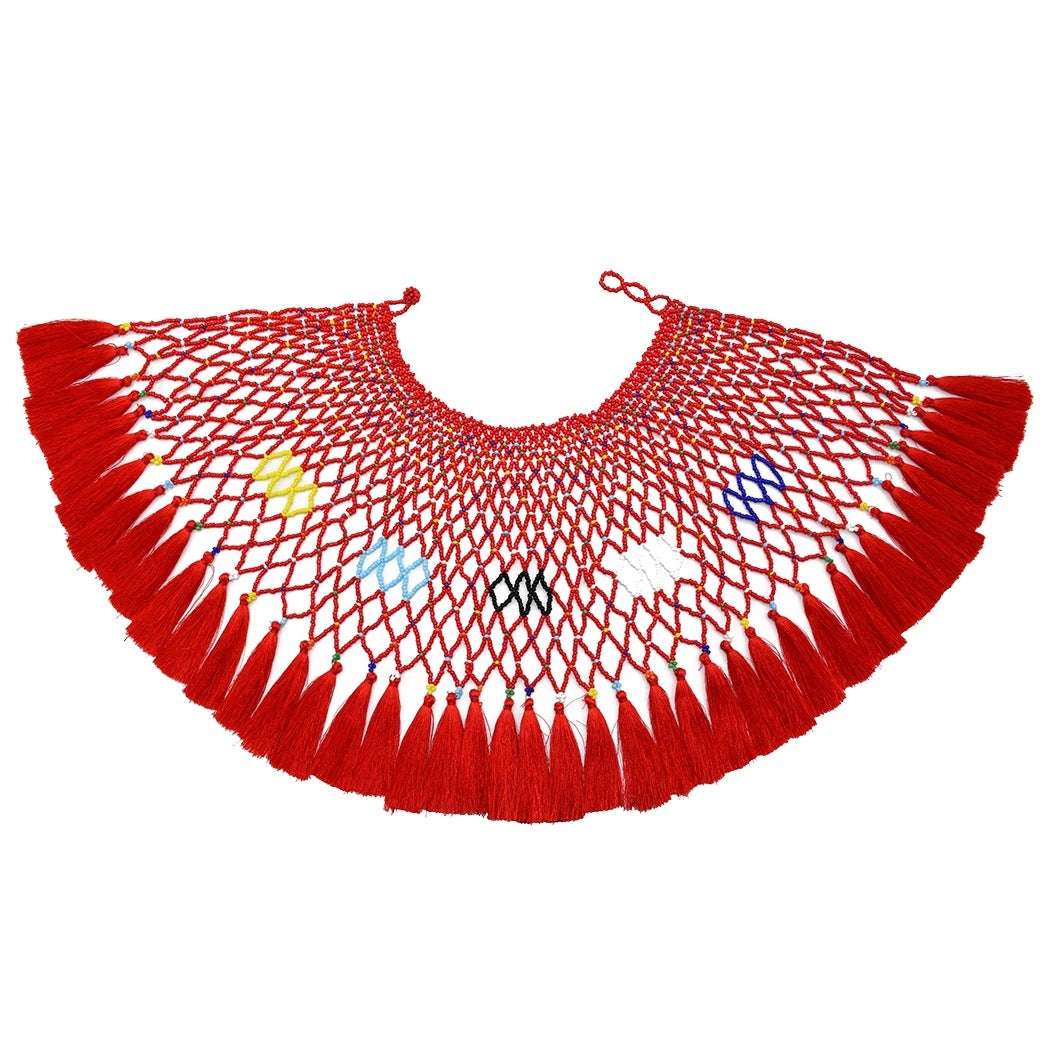 Colorful Shawl Necklace, Statement Fashion Jewelry, Trendy Rice Bead Necklace - available at Sparq Mart