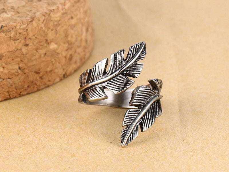 Adjustable Feather Ring, Feather Statement Ring, Stainless Steel Ring - available at Sparq Mart