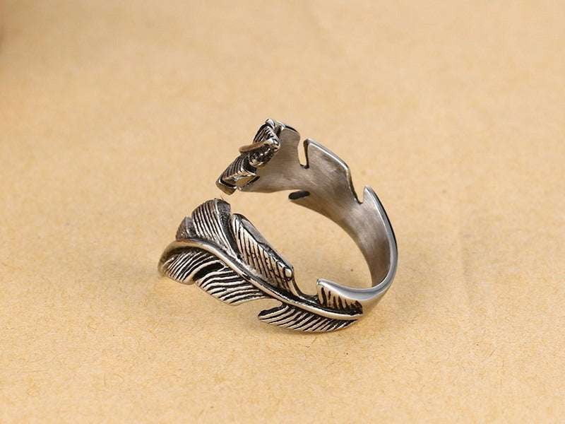 Adjustable Feather Ring, Feather Statement Ring, Stainless Steel Ring - available at Sparq Mart