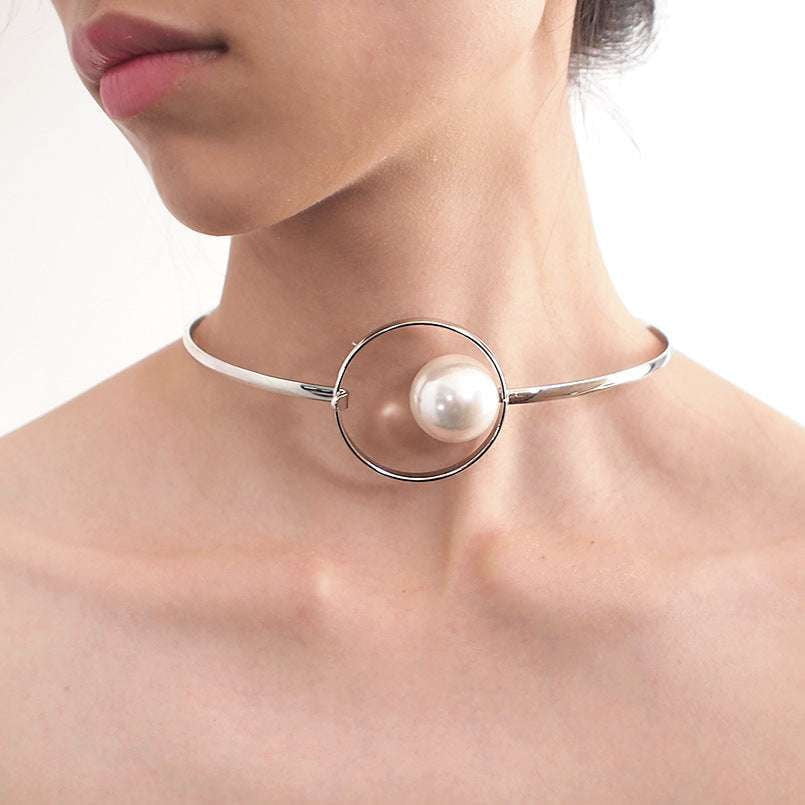 Elegant Pearl Pendant, Geometric Necklace Trend, Statement Pearl Necklace - available at Sparq Mart