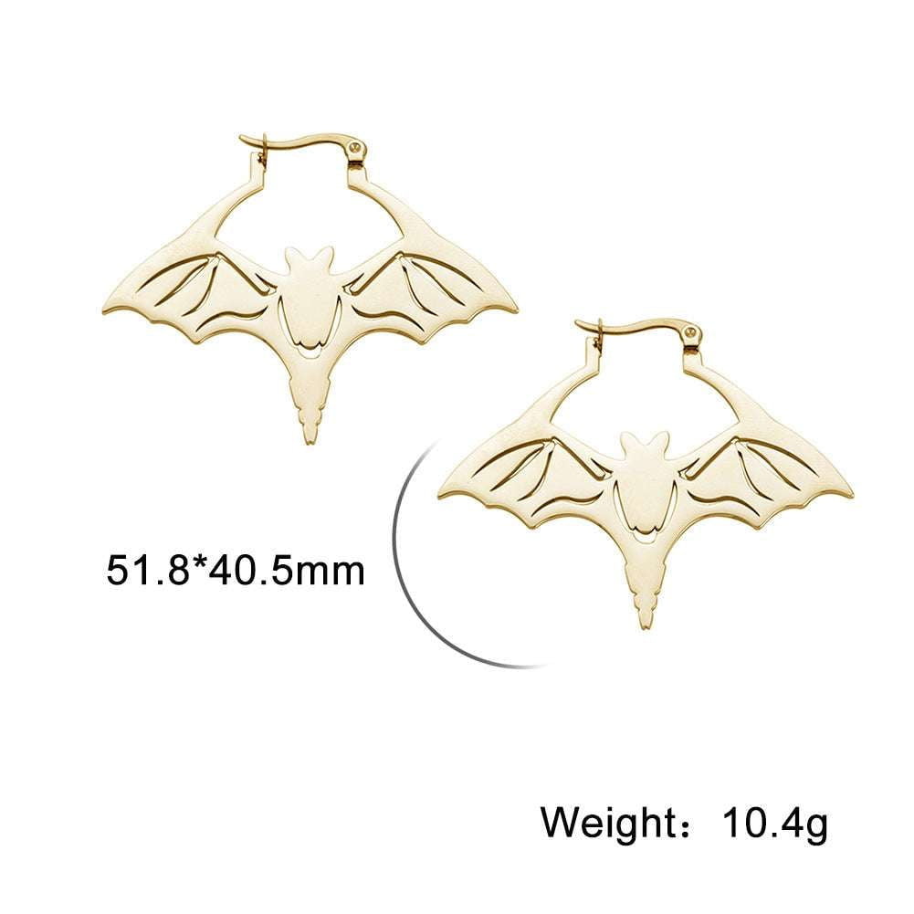 Gothic bat earrings, Steel bat jewelry, Titanium bat earrings - available at Sparq Mart