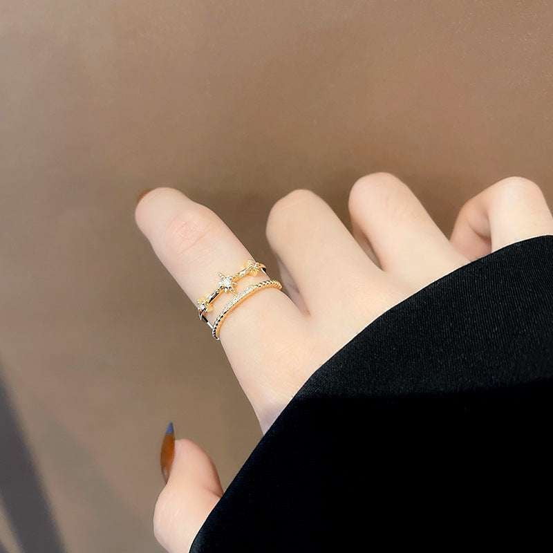 Elegant Female Statement Ring, Inlaid Zircon Personality Ring, Korean Zircon Fashion Ring - available at Sparq Mart