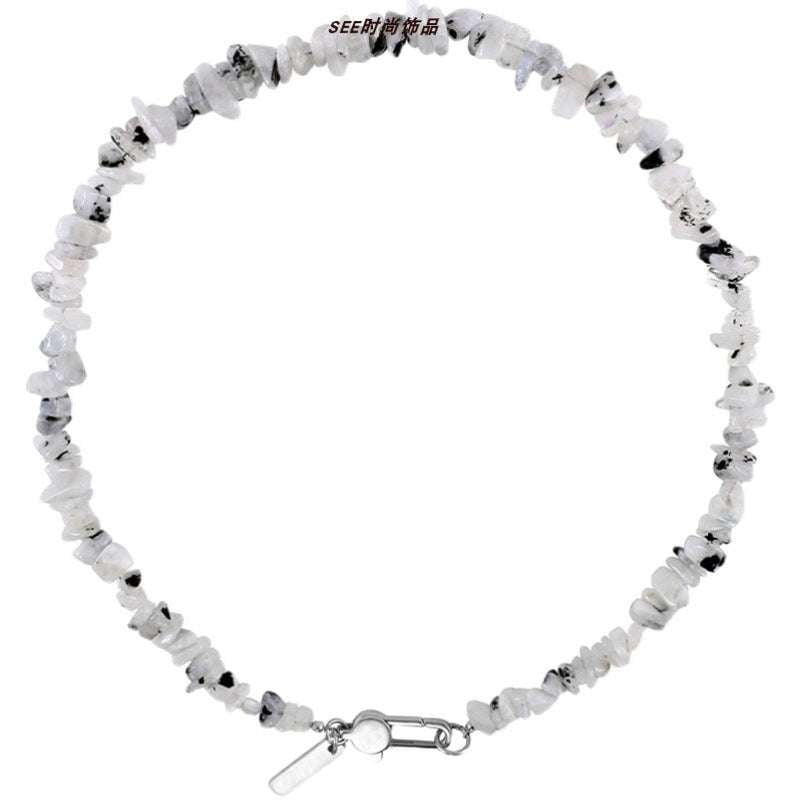 Elegant Gemstone Collar, Moonstone Necklace Men, Natural Stone Necklace - available at Sparq Mart