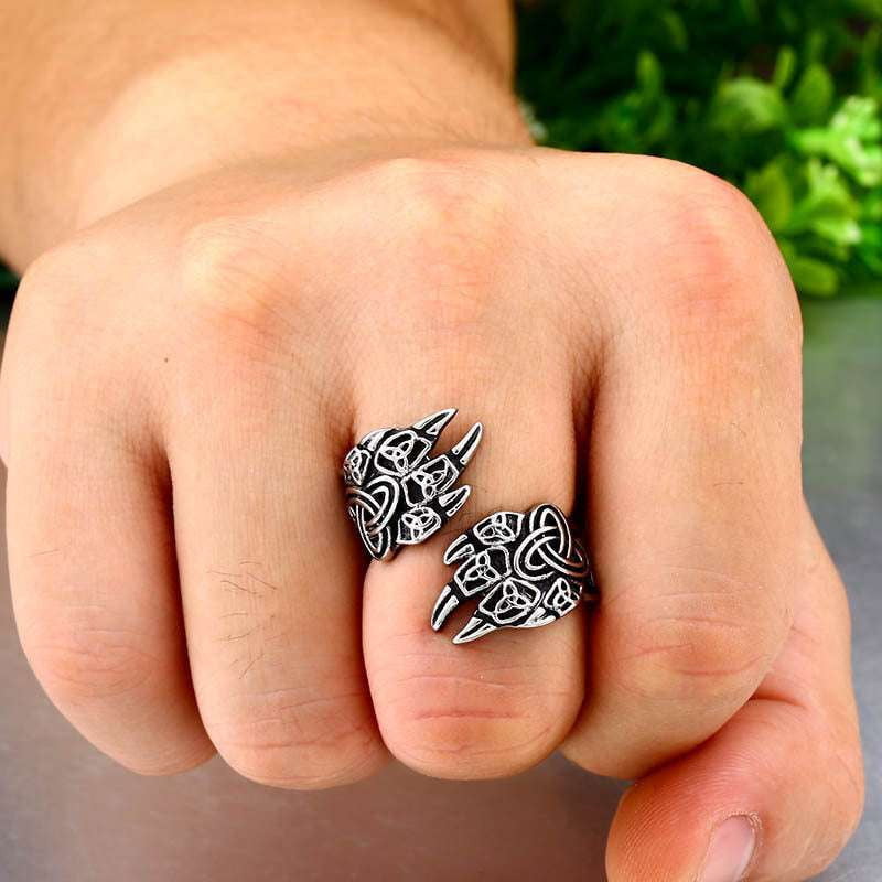 Bear Steel Ring, Nordic Jewelry Fashion, Viking Claw Ring - available at Sparq Mart