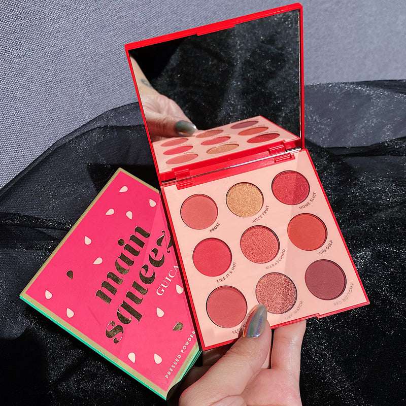 nine-color fruit eyeshadow tray, peach strawberry orange eyeshadow tray, pearl sequins daily eyeshadow palette - available at Sparq Mart