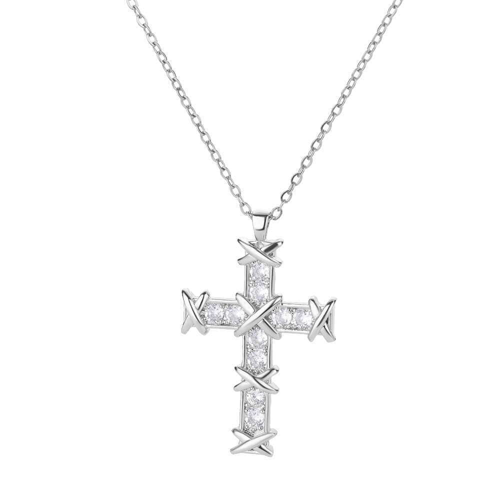 micro inlaid jewelry, vintage cross necklace, zircon pendant necklace - available at Sparq Mart