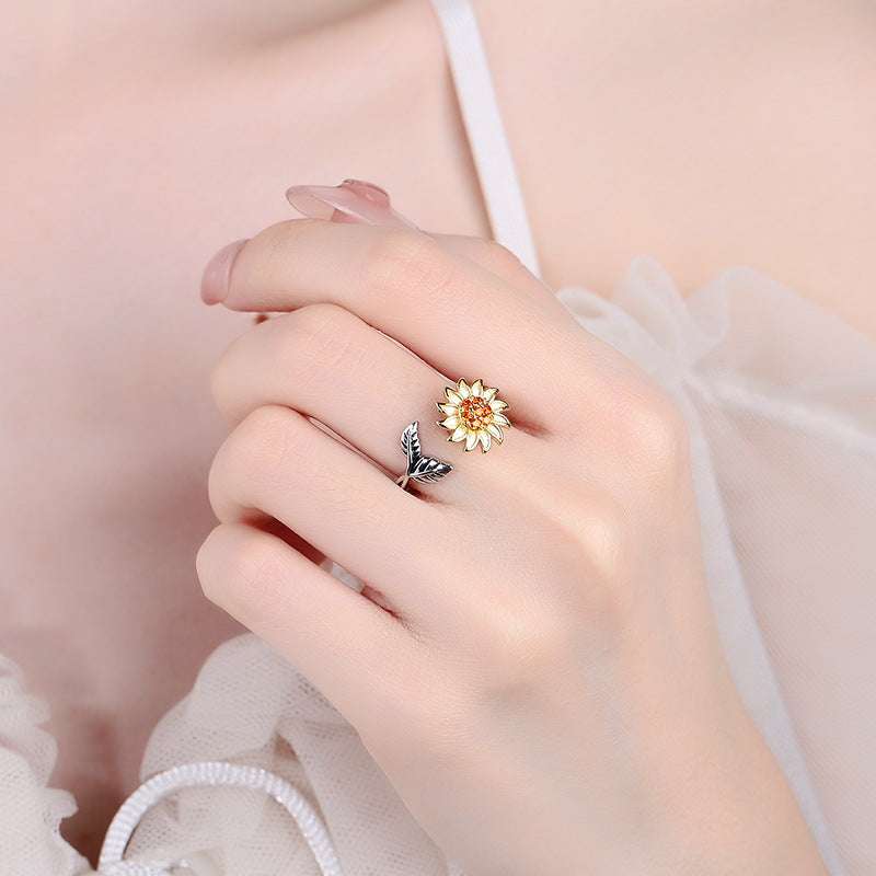 Adjustable Sunflower Ring, Fashion Adjustable Sunflower Rotating Ring, Wholesale Fashion Ring - available at Sparq Mart