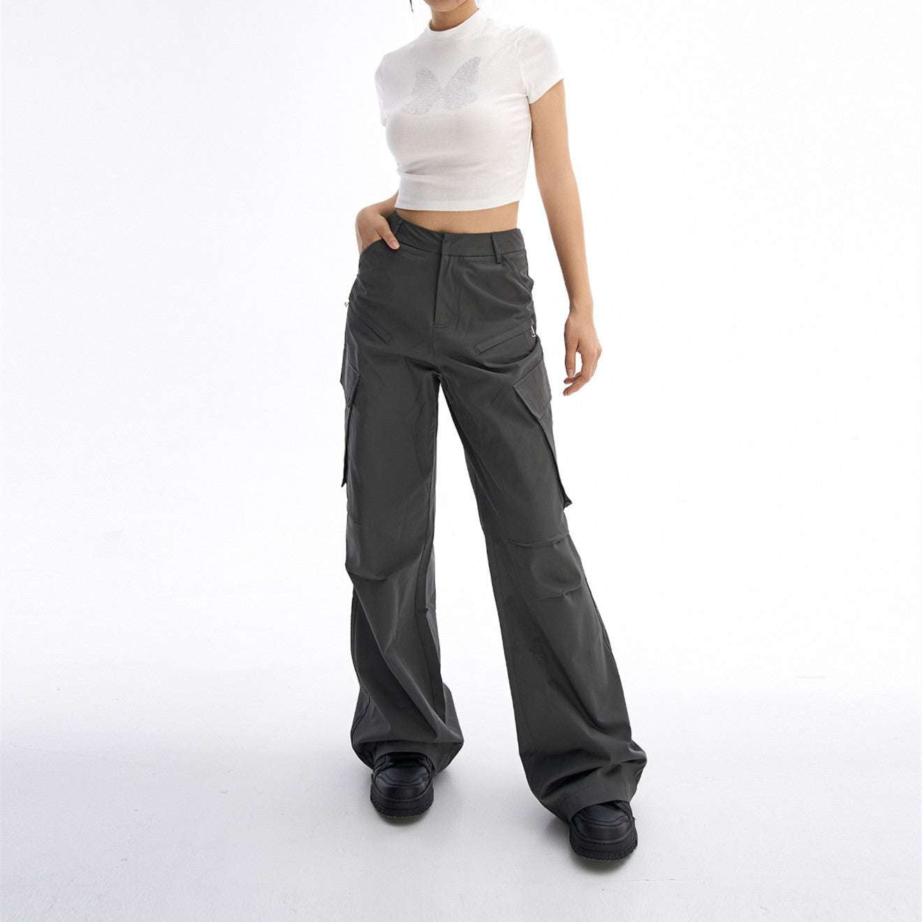 Multi-Pocket Design Pants, Retro Loose Trousers, Women's Cargo Pants - available at Sparq Mart