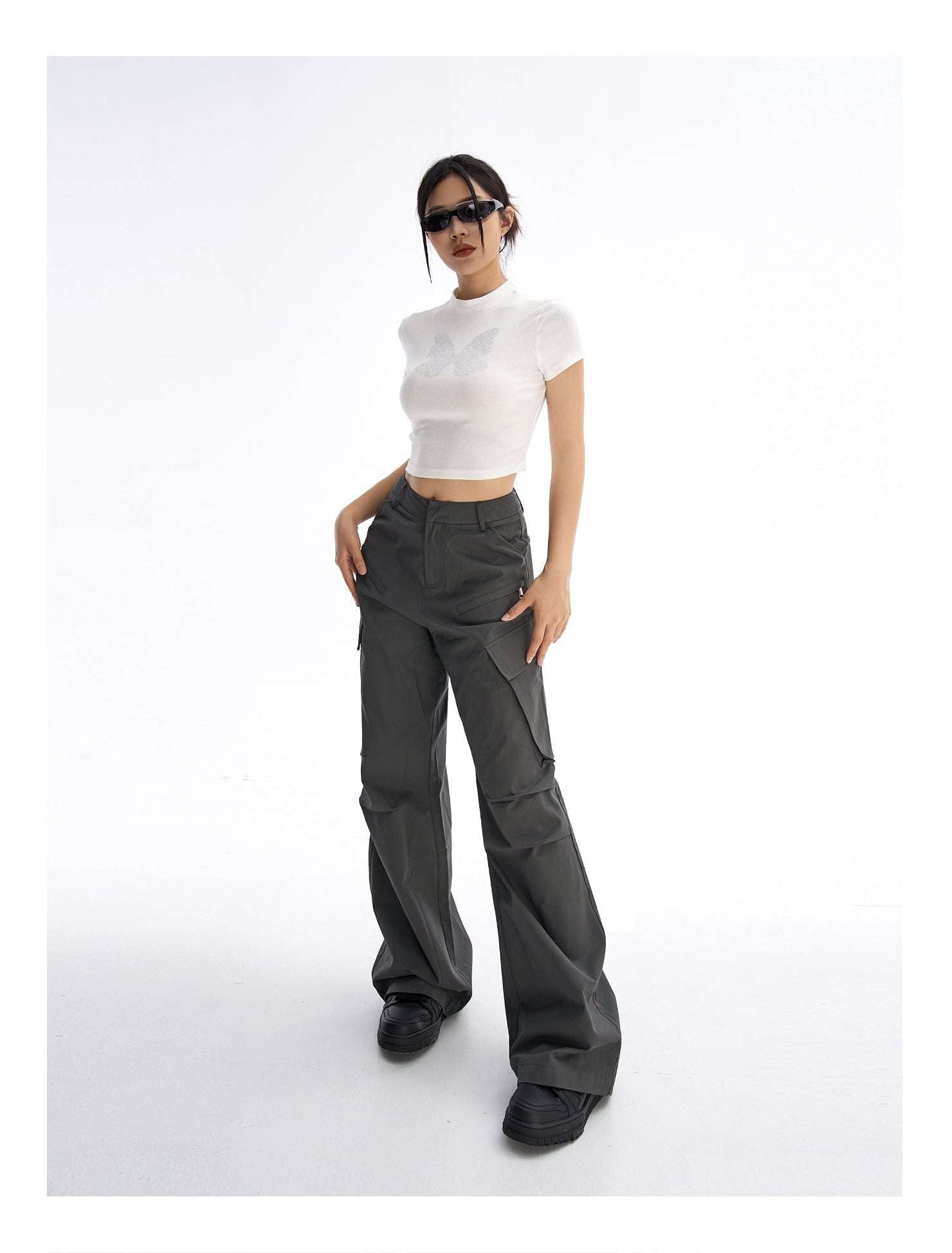 Multi-Pocket Design Pants, Retro Loose Trousers, Women's Cargo Pants - available at Sparq Mart