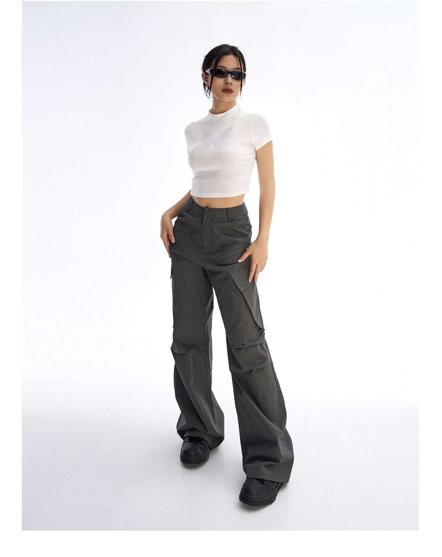 Multi-Pocket Design Pants, Retro Loose Trousers, Women's Cargo Pants - available at Sparq Mart