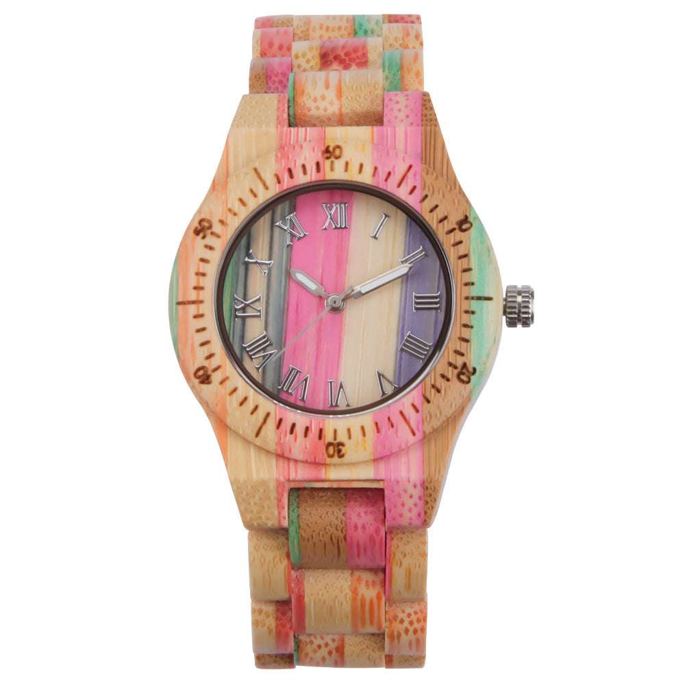 Casual Quartz Watch, Colorful Wooden Watch, Fashionable Bamboo Watch - available at Sparq Mart