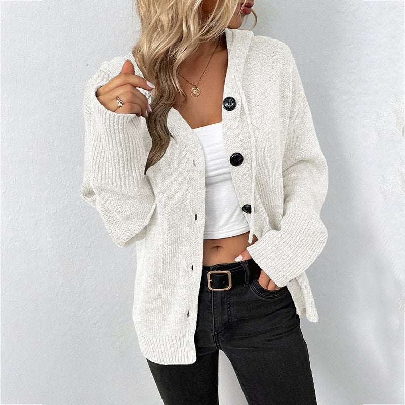 cozy hooded sweater, layered cardigan outfit, women's knit cardigan - available at Sparq Mart