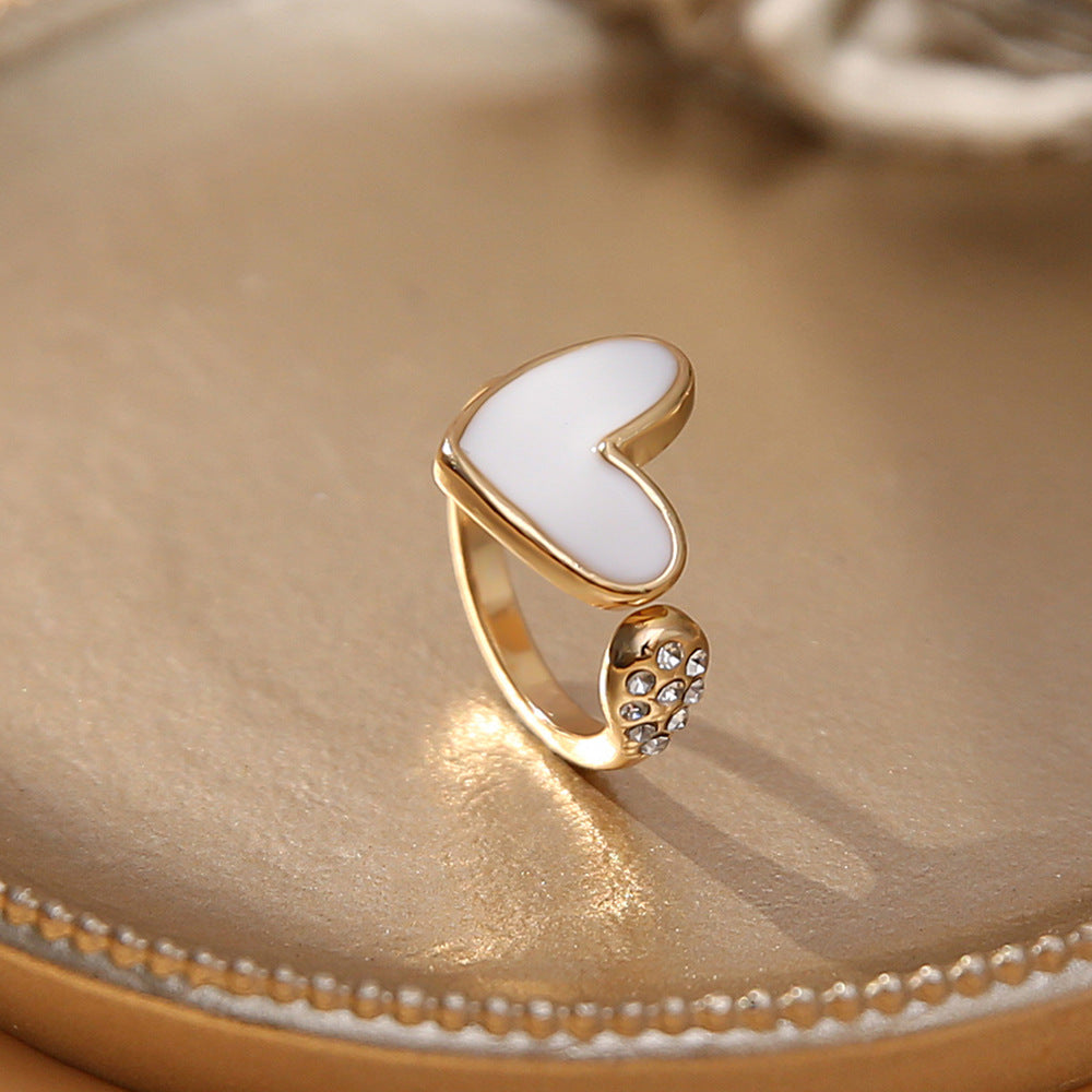 Adjustable Heart Ring, Gold-Plated Jewelry, Korean Style Ring - available at Sparq Mart